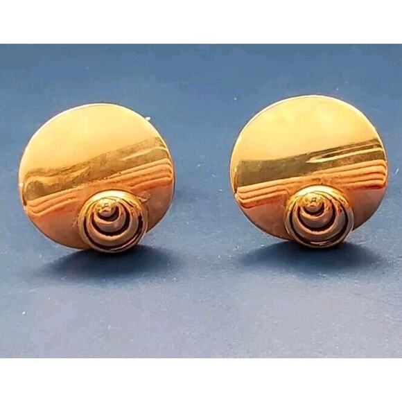 HTF Vtg Brent Gold Tone Cuff Links Lapel Tie Clip Snail Orb Details With Case - Picture 3 of 15